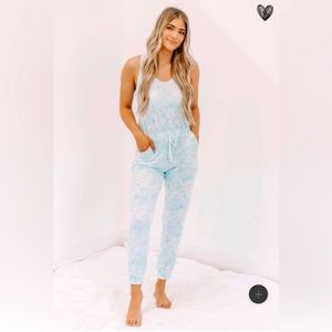 Teal tie dye Jumpsuit